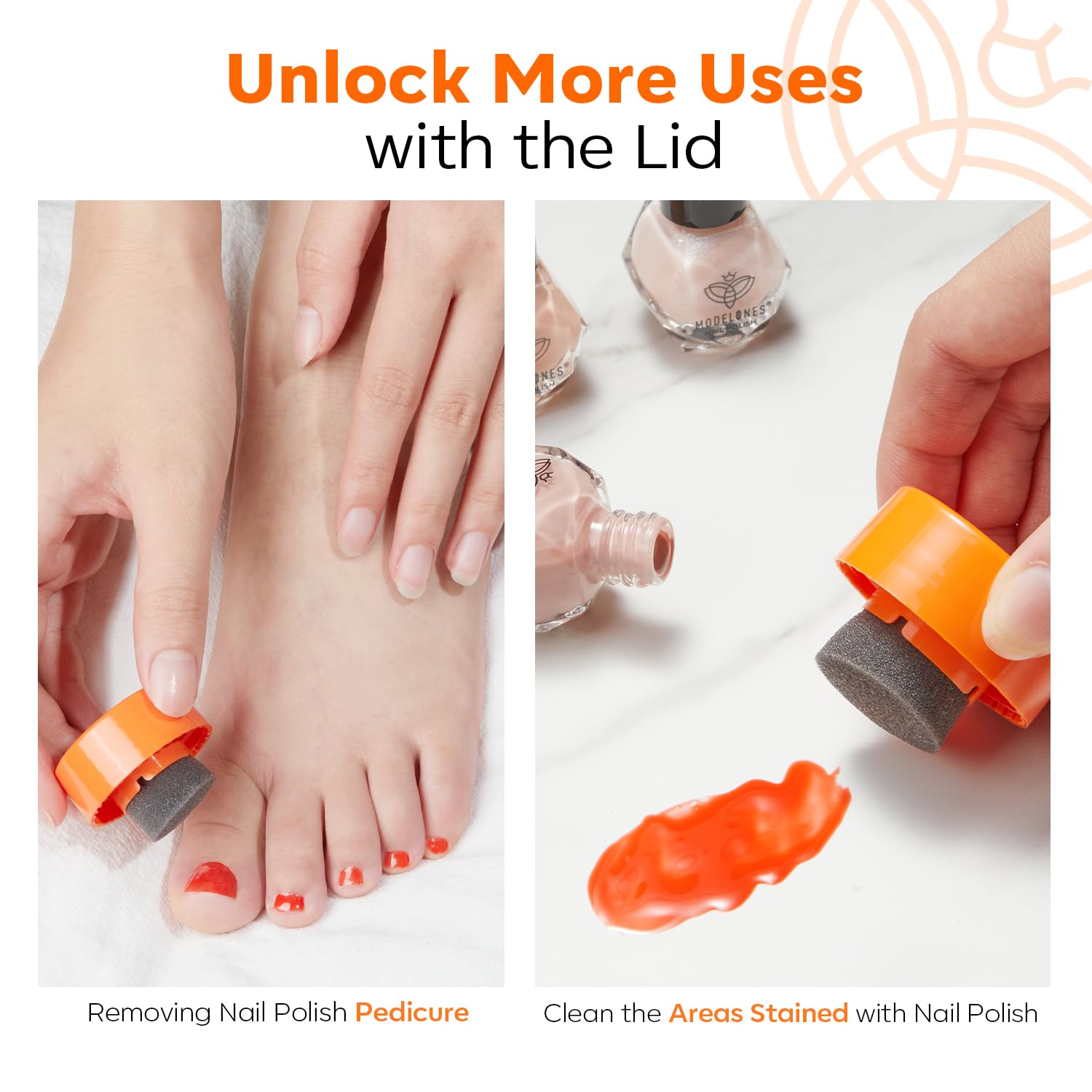 modelones in-use finger twisted inside sponge for fast polish removal