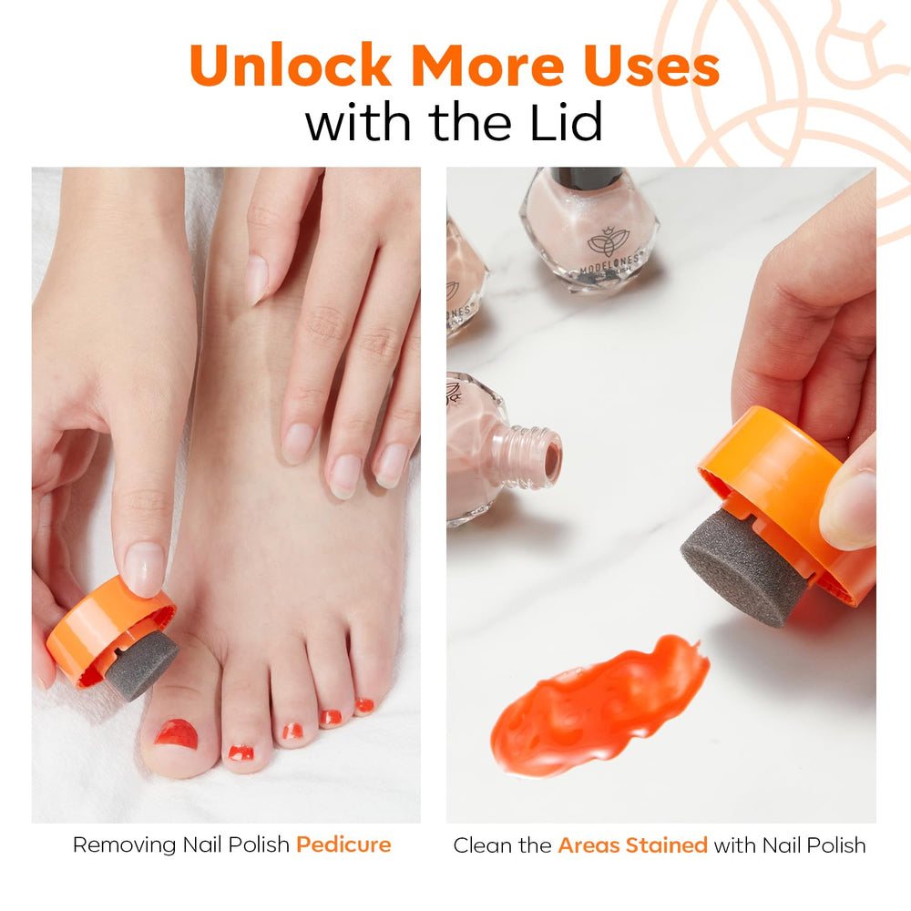 modelones in-use finger twisted inside sponge for fast polish removal