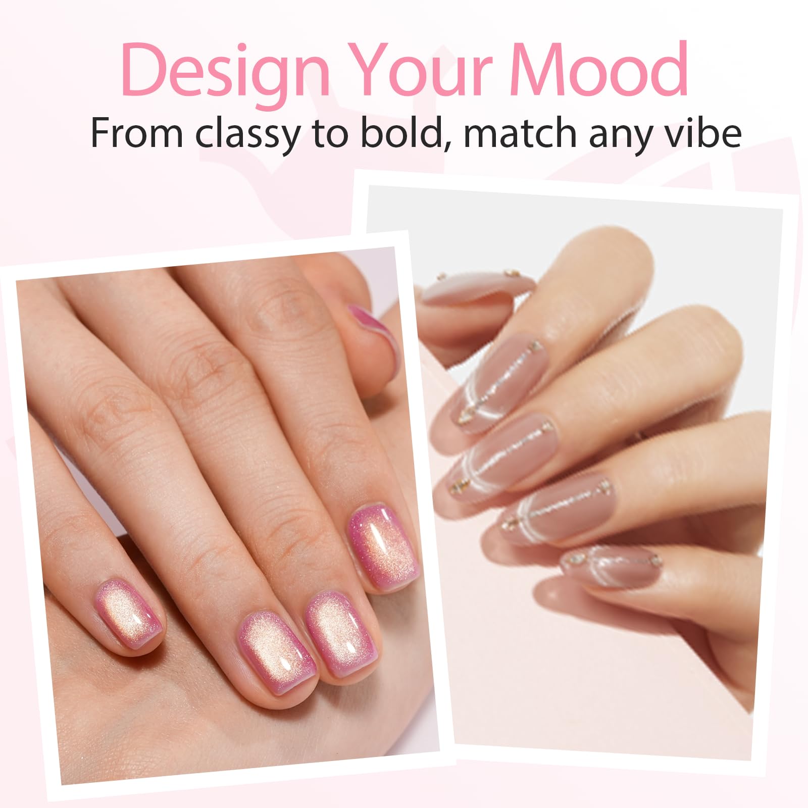 modelones in use on nail demonstrating quick creation of reflective cat-eye bands