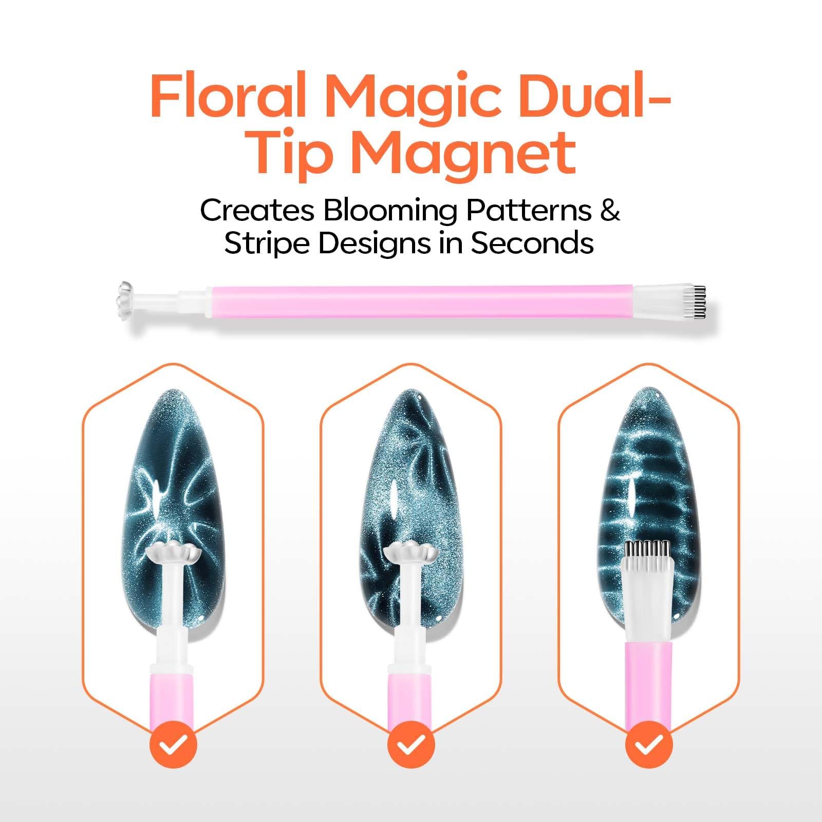 modelones magnet used above nails demonstrating easy cat-eye effect benefit