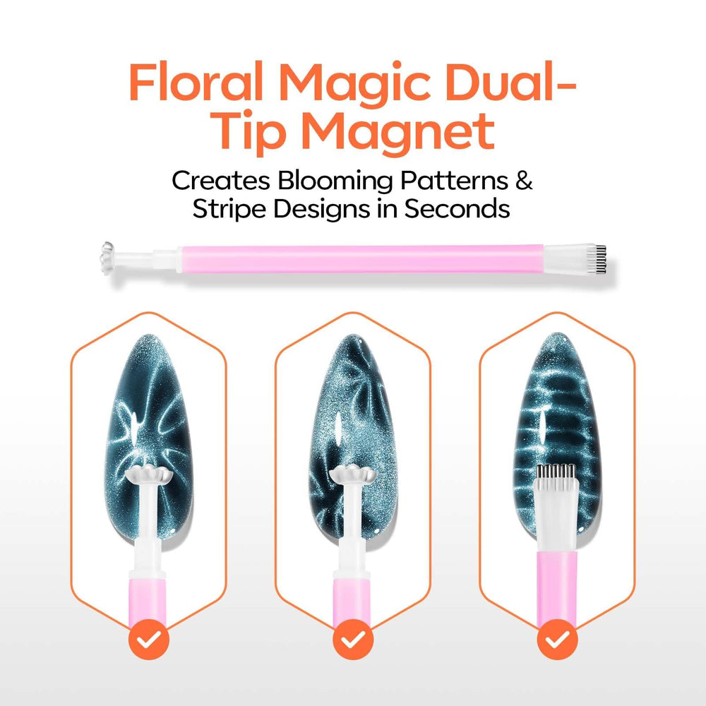 modelones magnet used above nails demonstrating easy cat-eye effect benefit