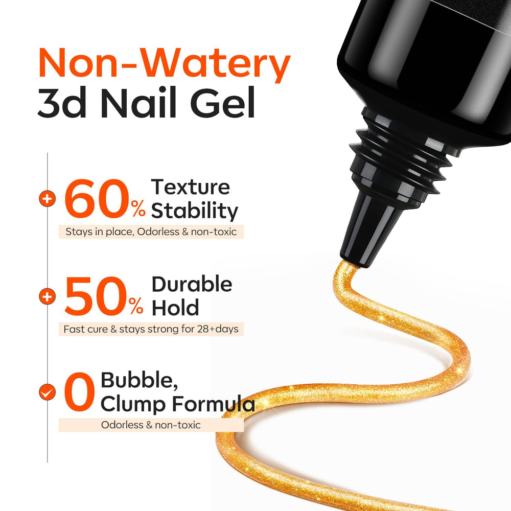 modelones applying gel to nail in salon for neat 3D design