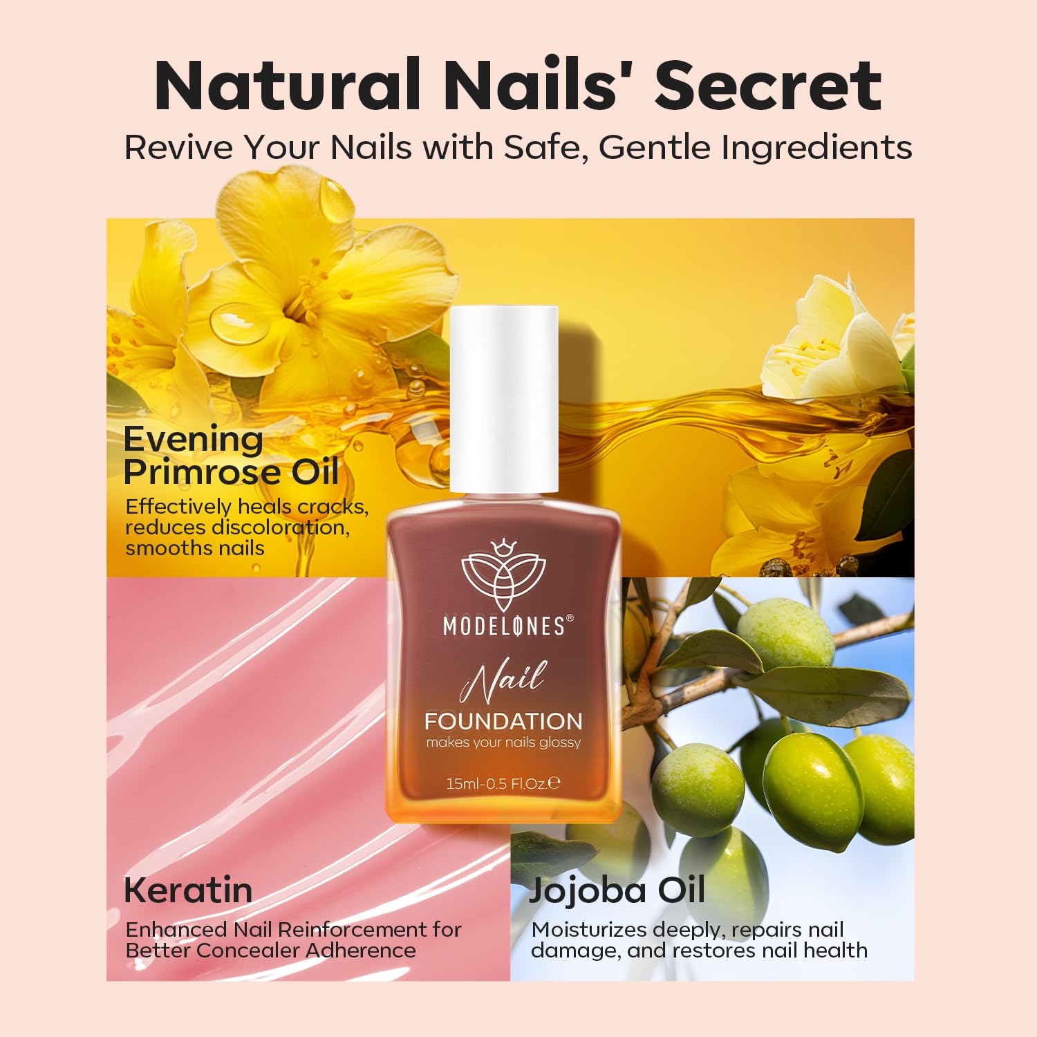 modelones ingredients label closeup highlighting nourishing oil and keratin benefit