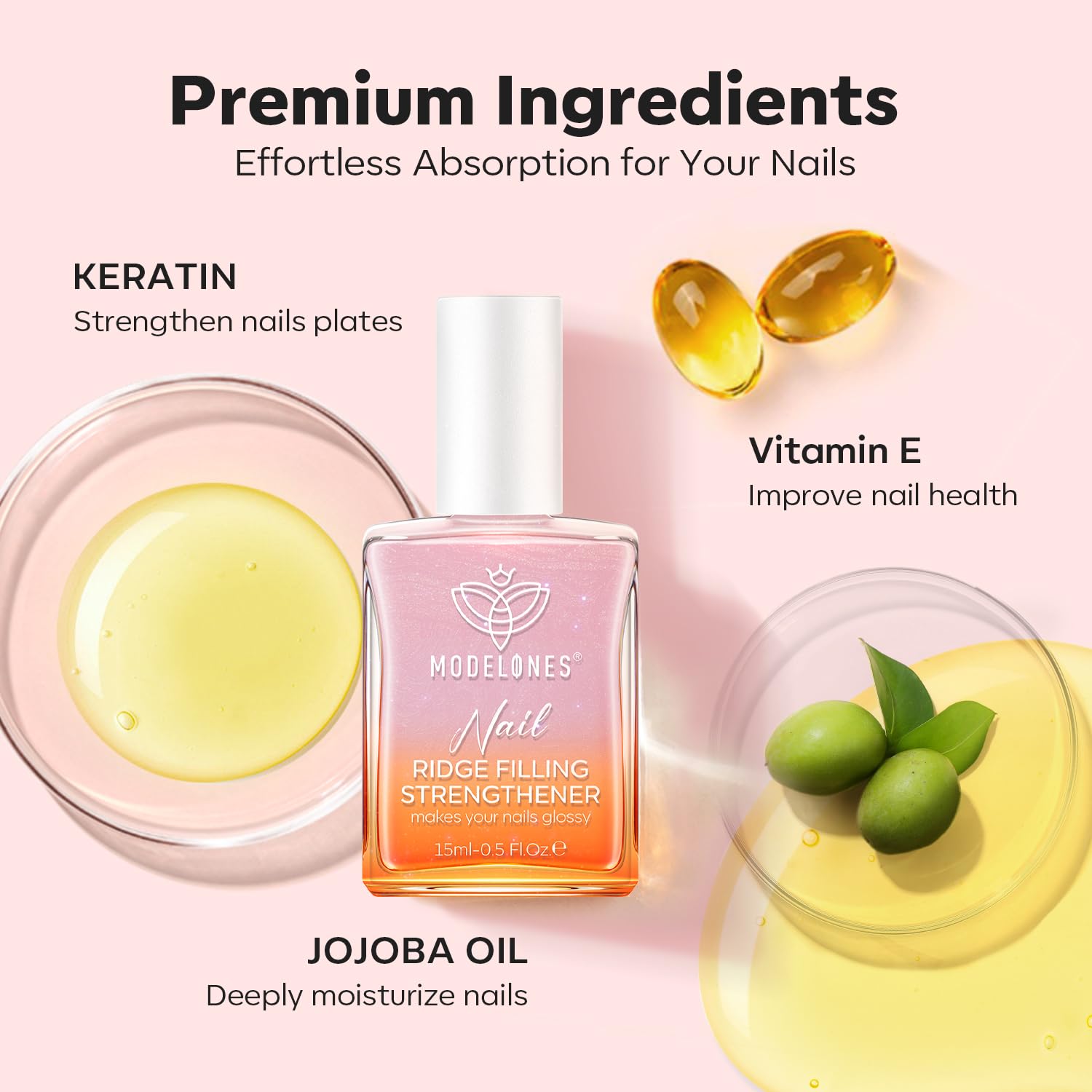 modelones ingredients label showing keratin and jojoba oil for nourishing benefit
