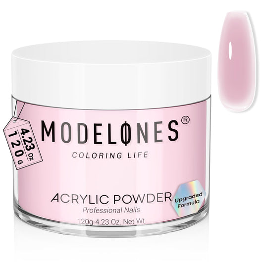 modelones jar front showing medium pink powder and easy storage benefit