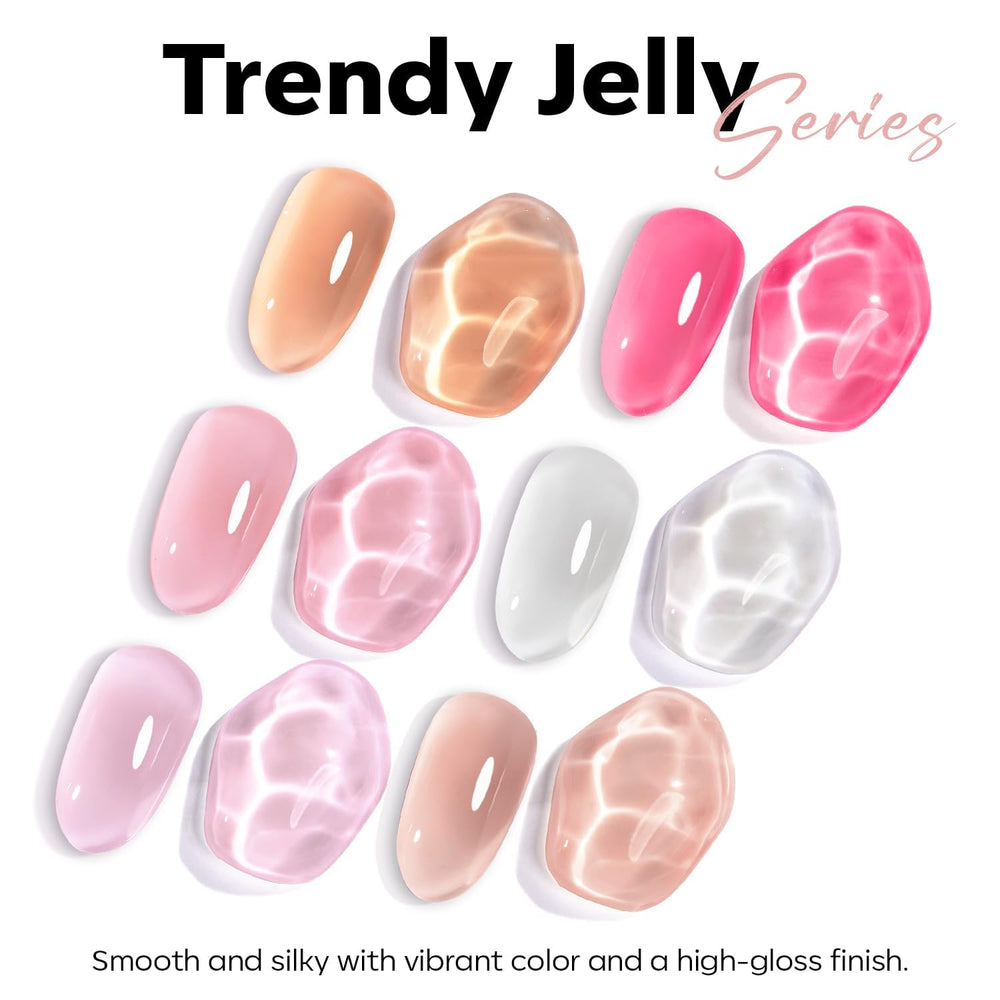 modelones salon hand model wearing jelly nude pink showcasing natural look