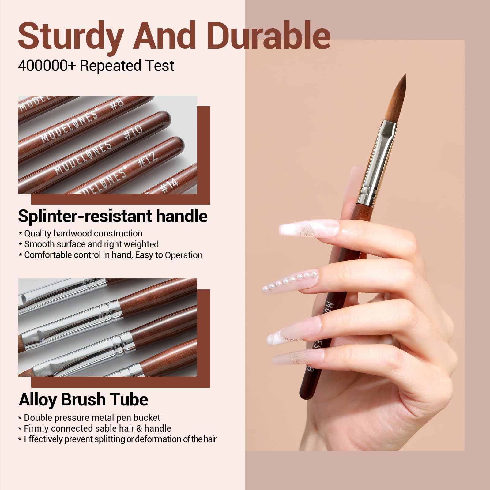 Modelones kolinsky bristles closeup demonstrating fine natural hairs for superior powder pickup