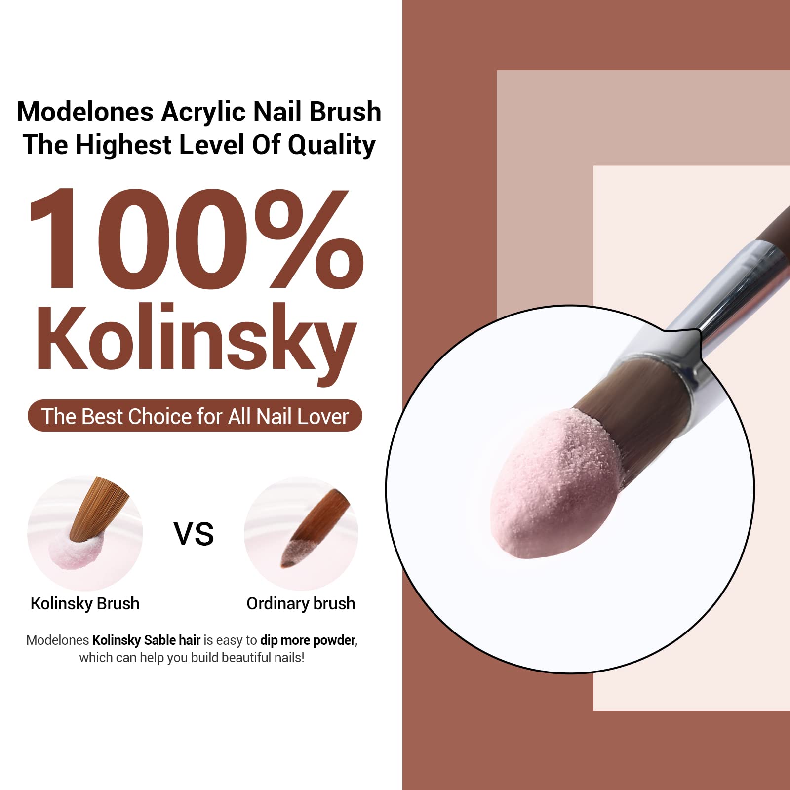 Modelones kolinsky sable tip close-up displaying fine point for detail