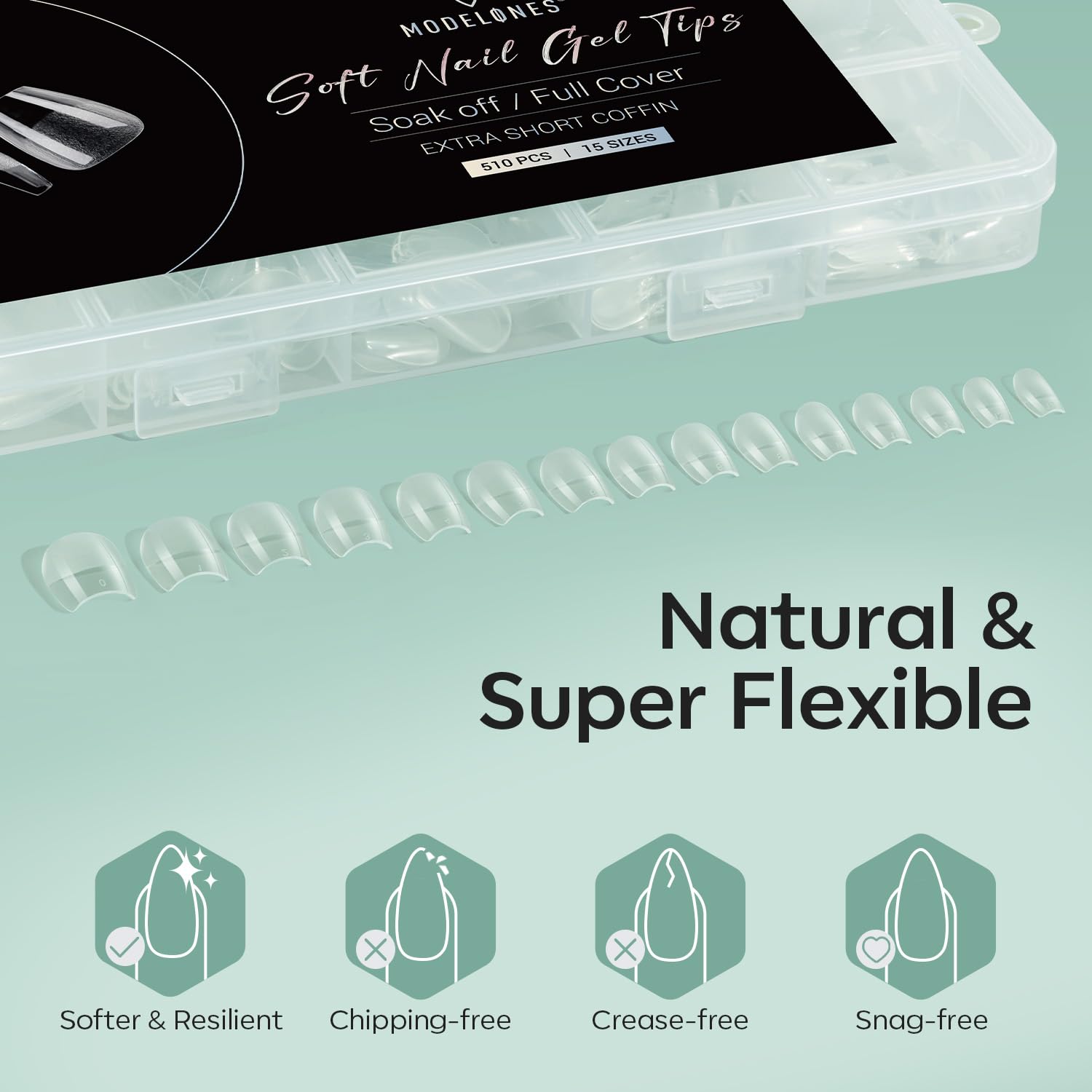 modelones lifestyle photo of finished extra-short coffin nails for stylish look