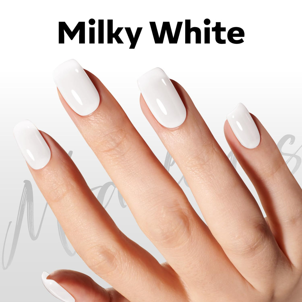 modelones lifestyle handshot in daylight showing wearable, subtle milky manicure appeal