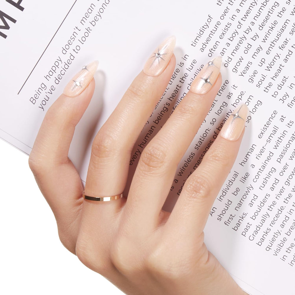 modelones woman doing home manicure showing salon-quality results and time-saving benefit
