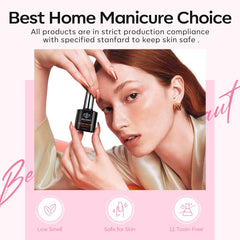modelones lifestyle manicure scene with finished nails, highlighting salon-quality results