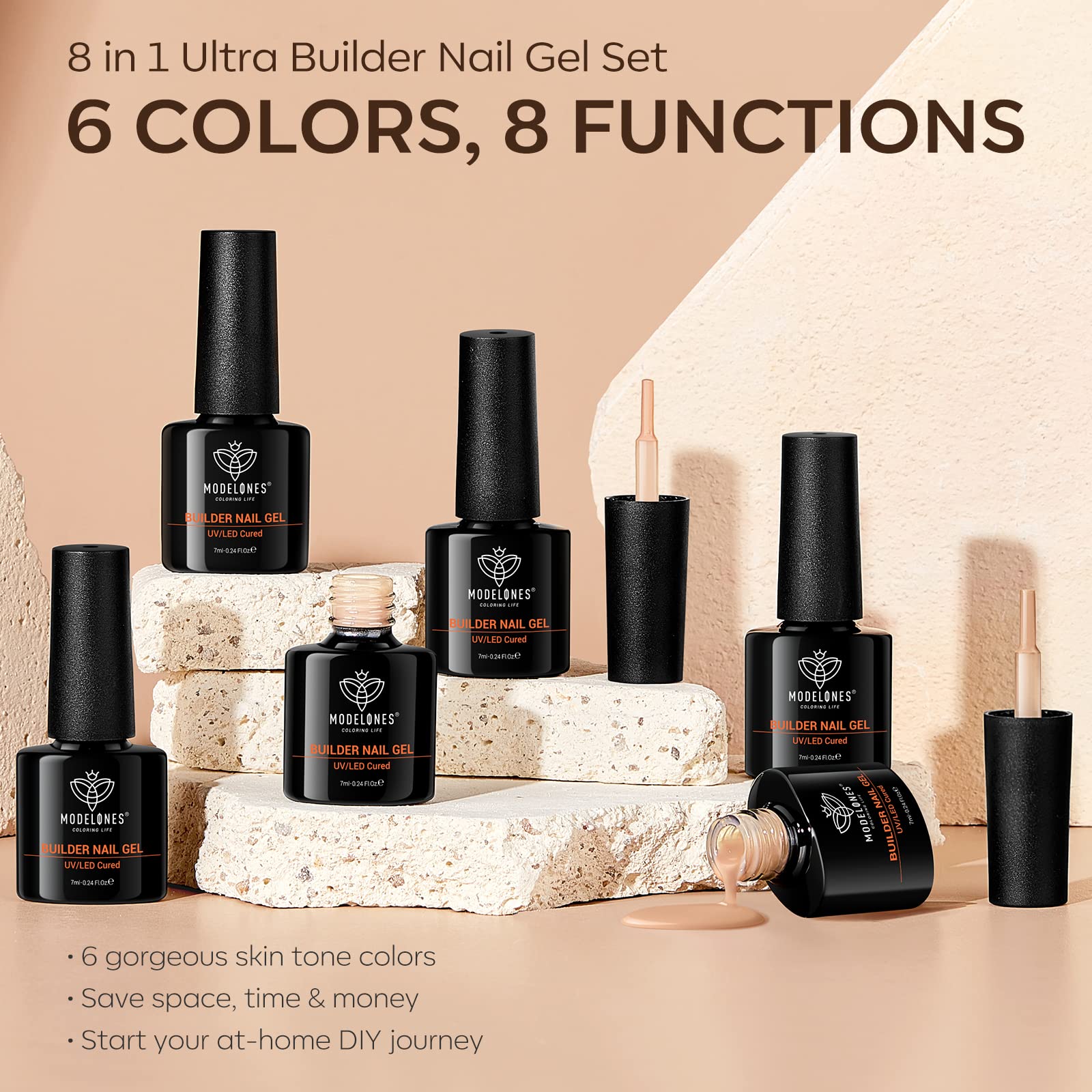 modelones finished manicure on tabletop showing salon-quality results benefit