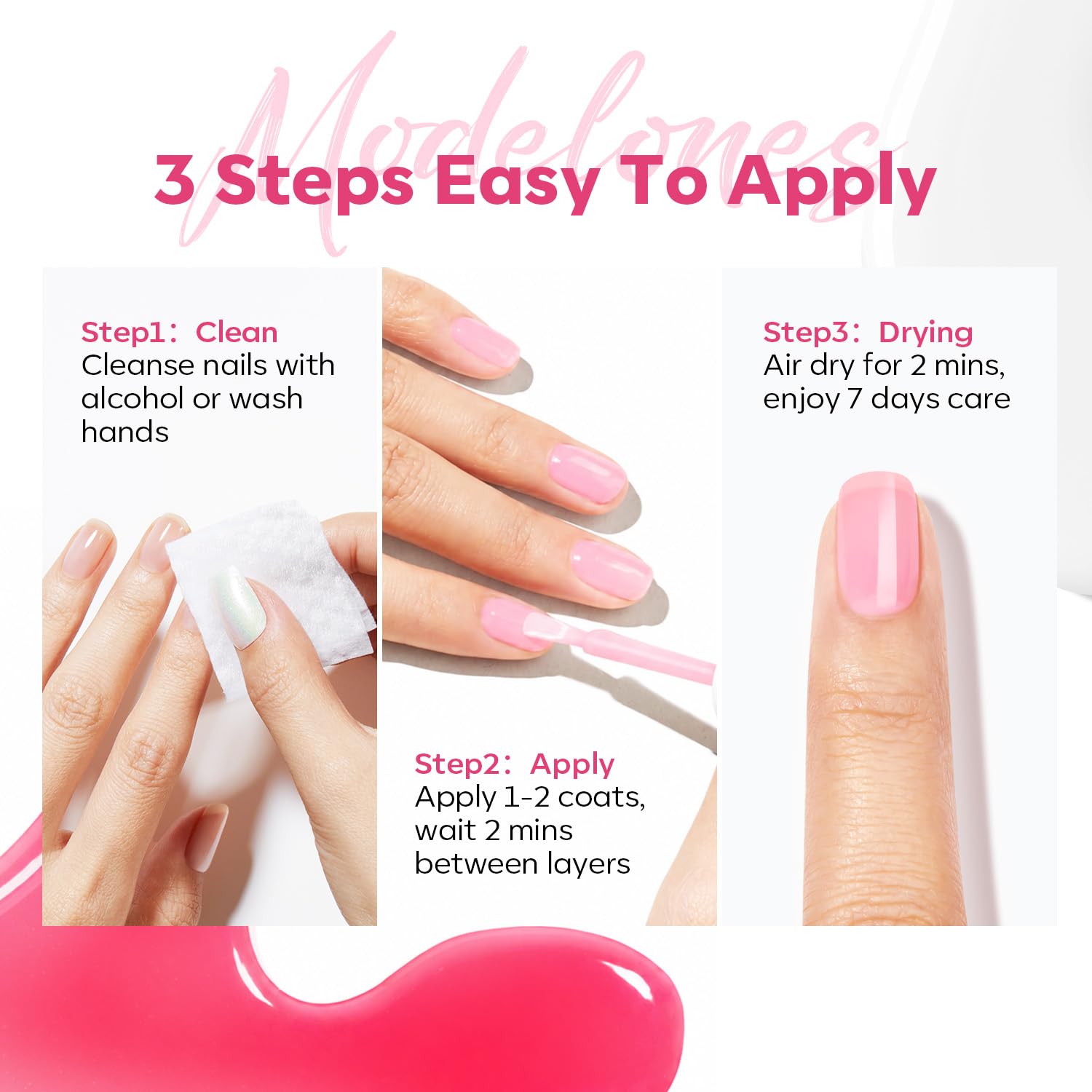 modelones on a vanity conveying salon-style natural manicure results