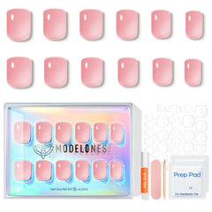 modelones lifestyle image of worn peach jelly nails offering subtle, everyday polish