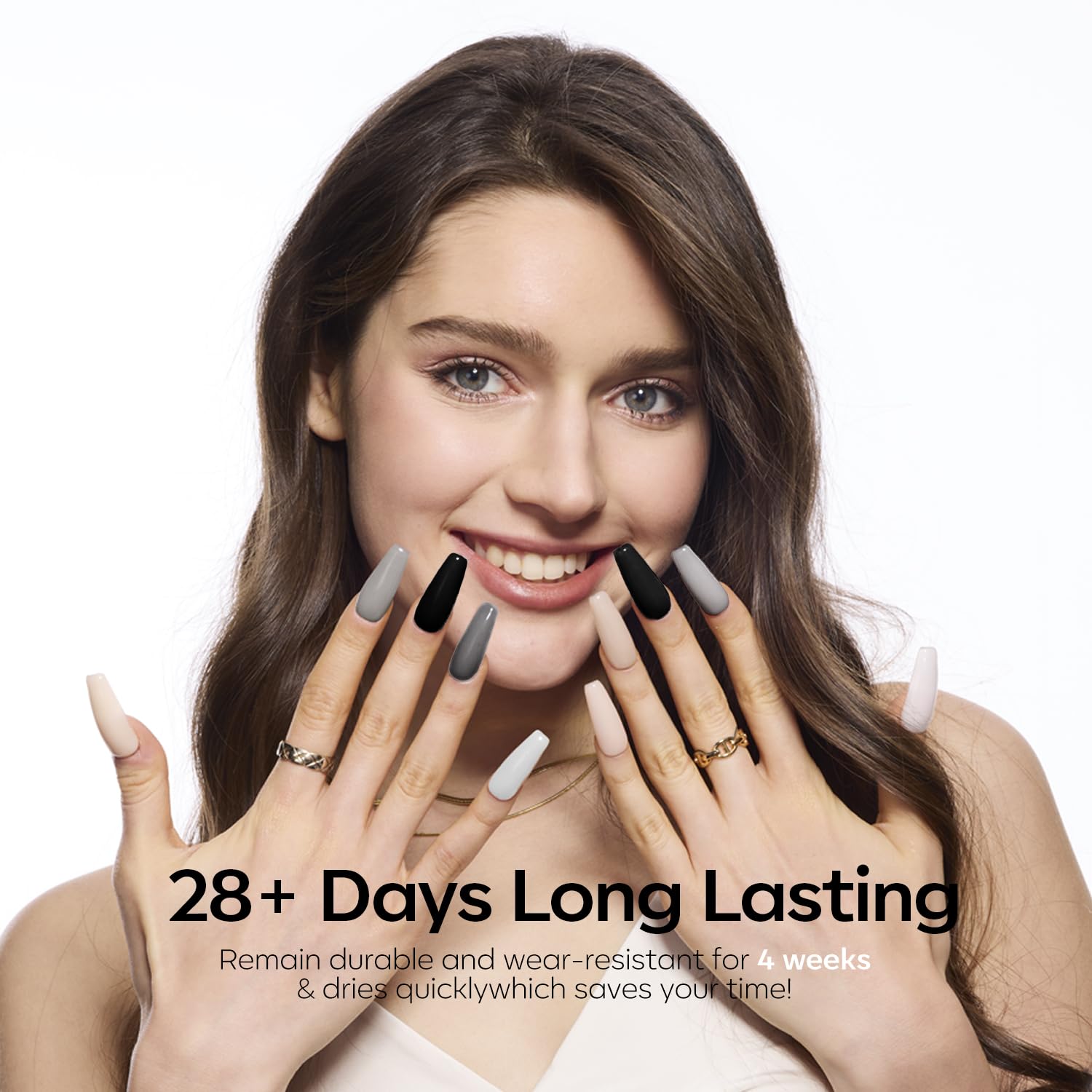 modelones lifestyle wedding-ready nails on hands holding bouquet benefit elegant results