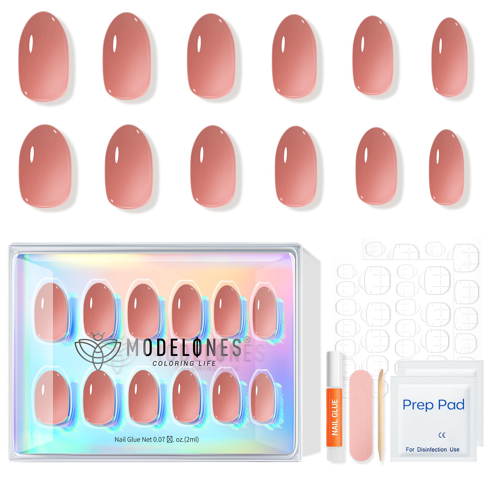 modelones woman wearing press-ons for quick event-ready manicure