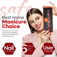 modelones lifestyle shot of woman with red manicure showcasing polished look