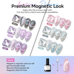 modelones double-ended magnetic stick held over polish, creates striking cat-eye effect
