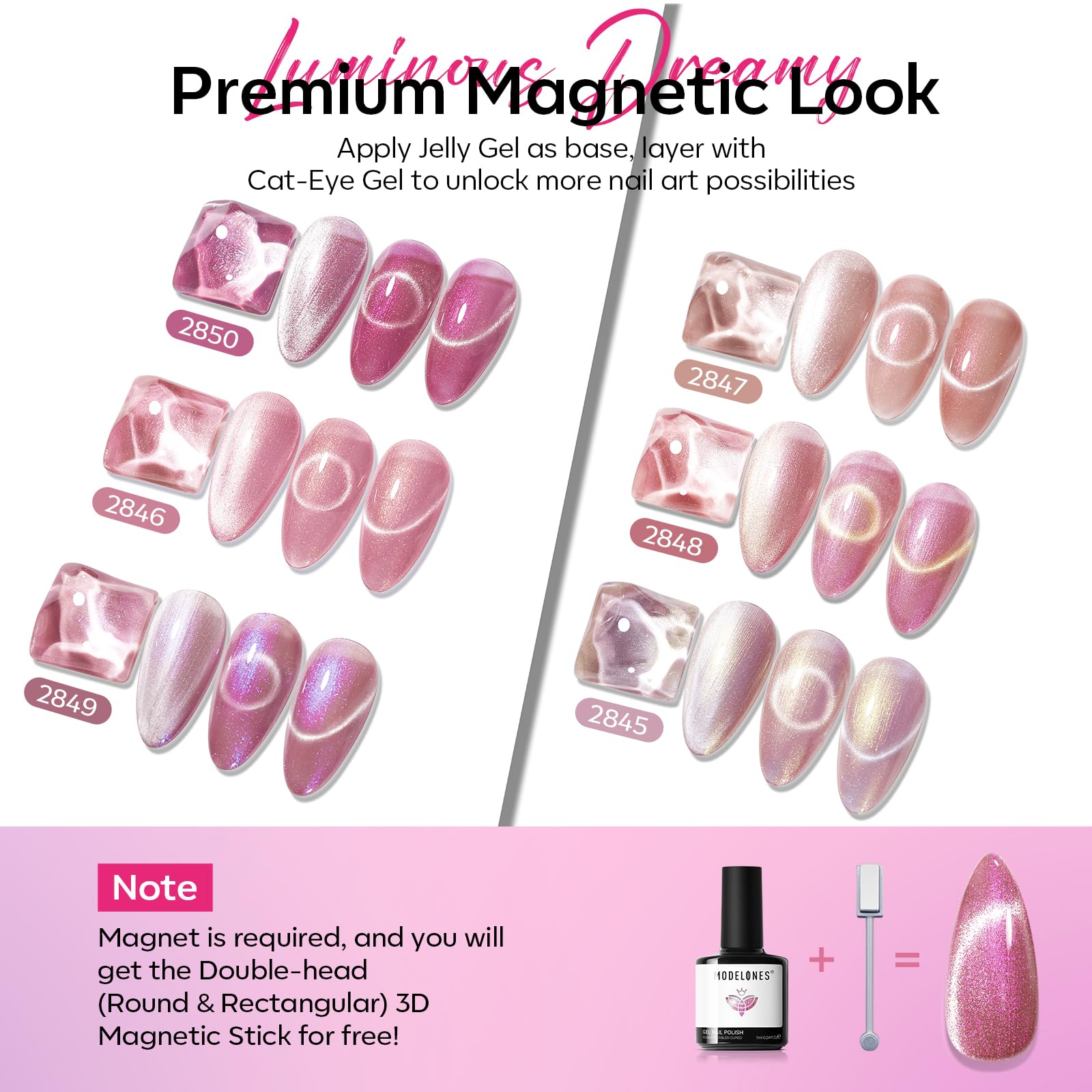Modelones double-ended magnet close-up, precise cat-eye control for defined shimmer