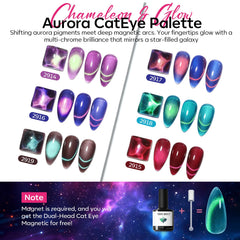 modelones magnet held above nail pulling shimmer into cat eye stripe, creates holographic effect