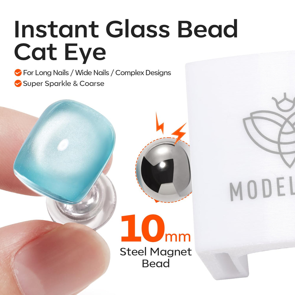 modelones magnet in use above nail creating cat eye effect for salon finish