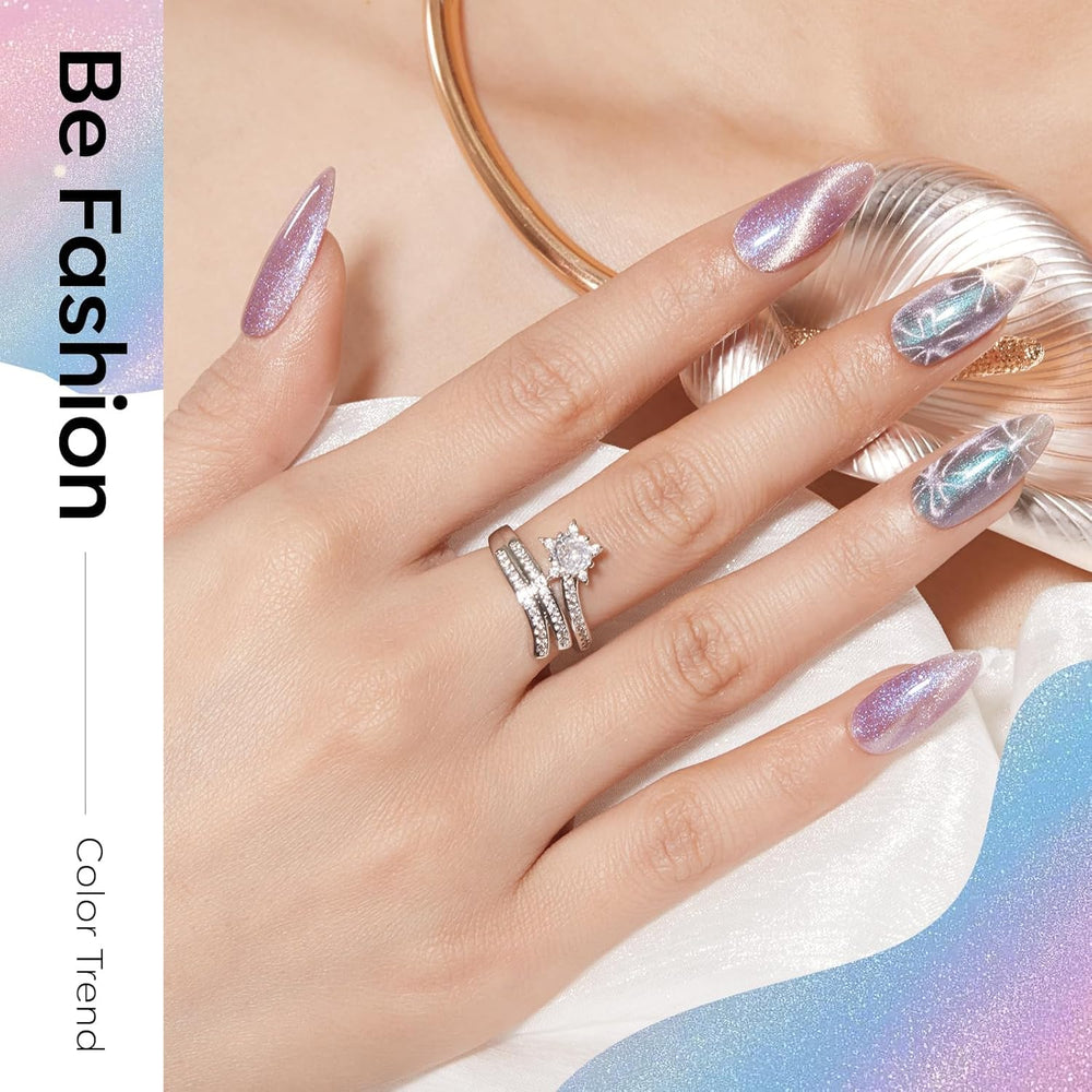 modelones magnet held above nail creating cat eye effect for faster manicures