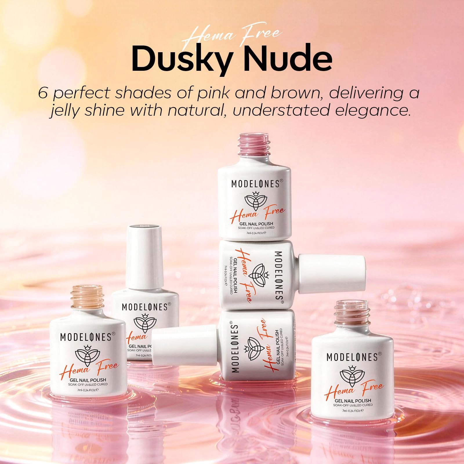 modelones lifestyle shot of hands with finished jelly manicure highlighting natural-looking elegance