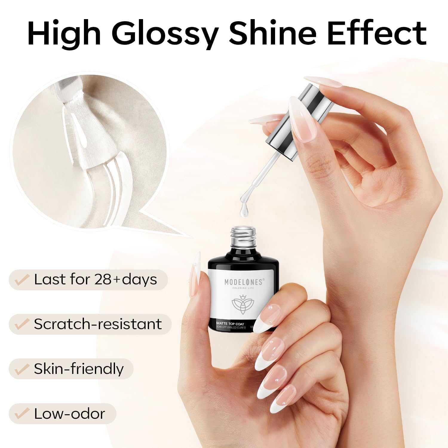 modelones matte finish nail swatch showing even velvet texture and durability