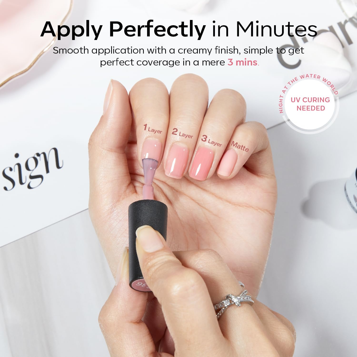 modelones milky white swatch on nail tip showing natural French look benefit