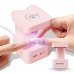 Modelones mini UV lamp front view showing compact design and quick curing benefit