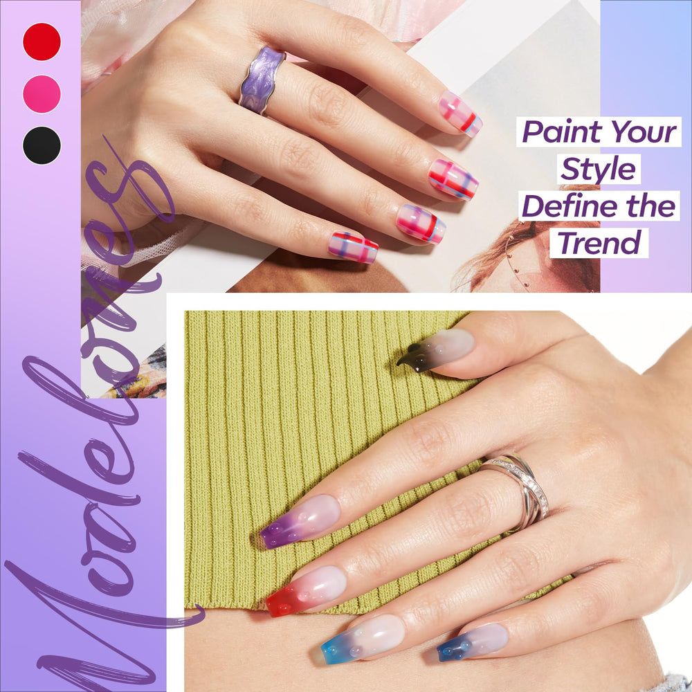 modelones nails with French and polka-dot art showcasing translucent effect benefit