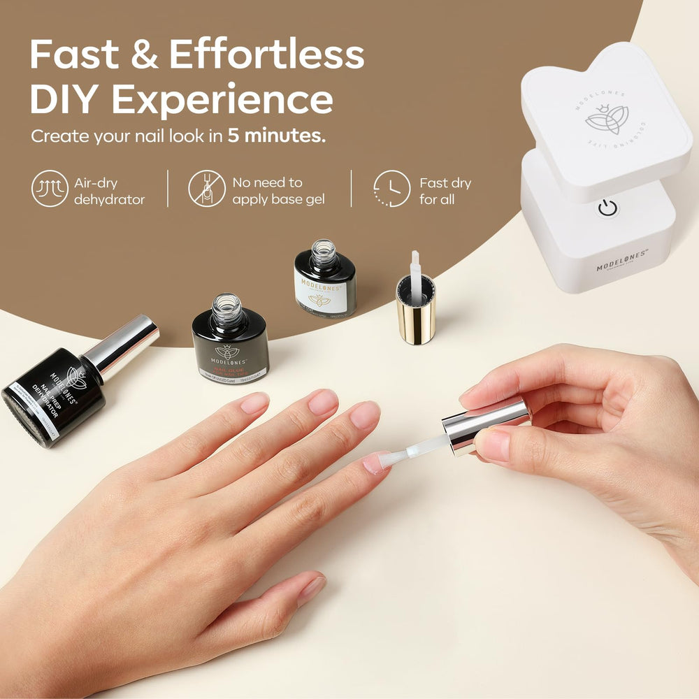 modelones nail extension before and after showing improved length and polished look