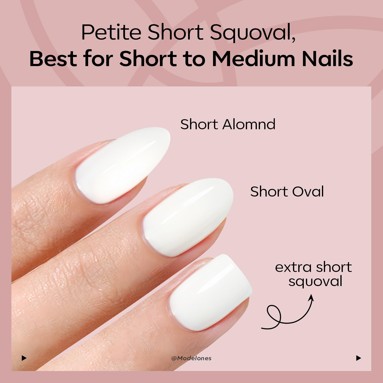 modelones hand applying a press-on nail for fast application