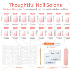modelones layout of 32 nails across 16 sizes showing fit options