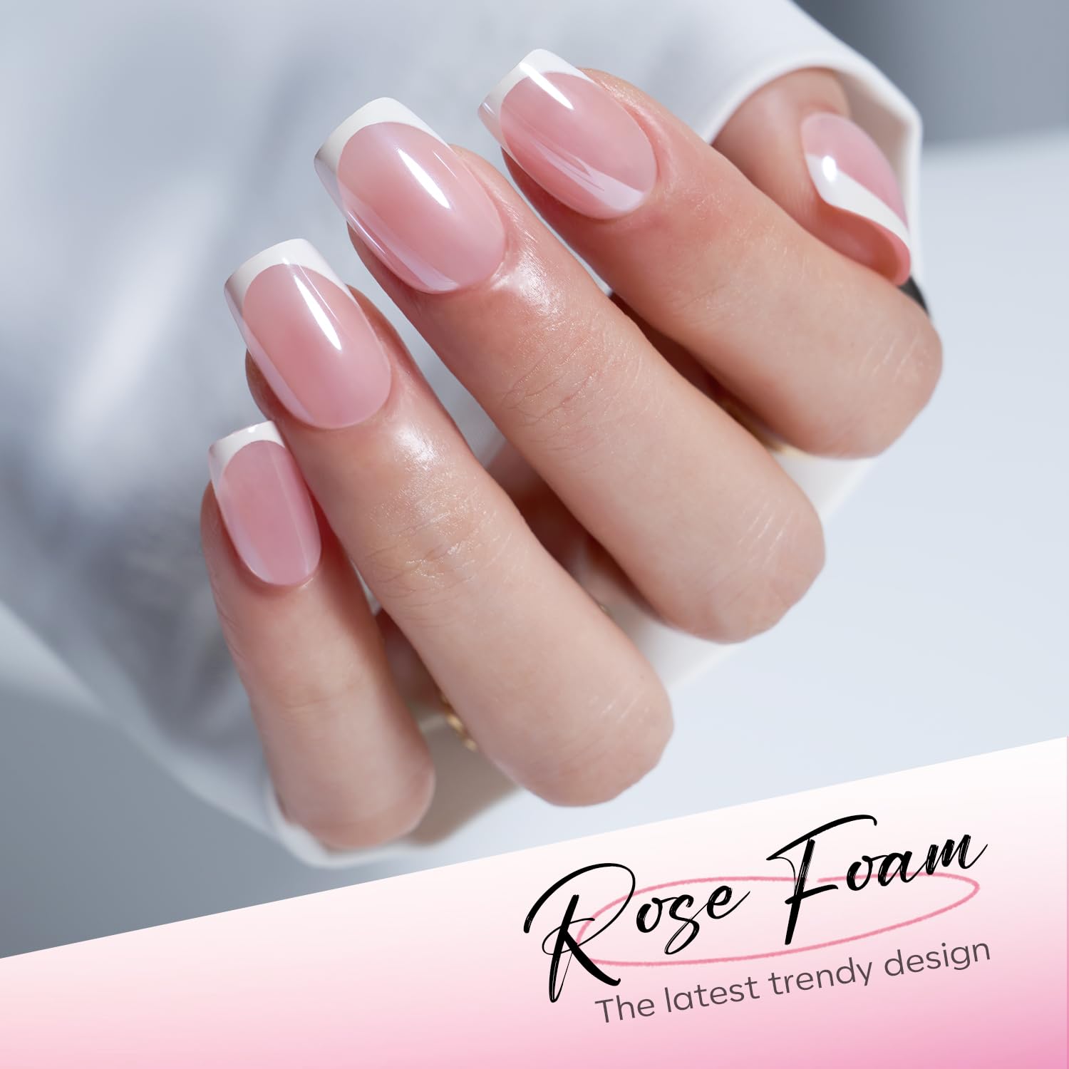 modelones nails shown on hand to display size and natural scale benefit