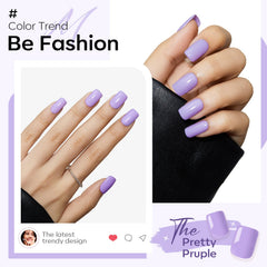 modelones nails on hand demonstrating short square shape and instant polished appearance