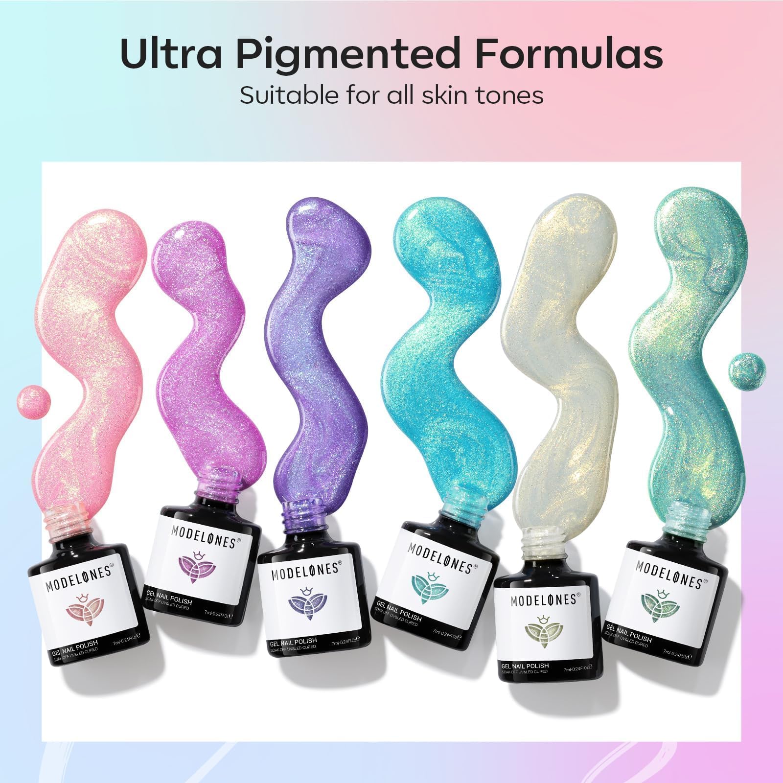 modelones hands wearing mermaid ombre nails showing wearable manicure and salon-quality finish