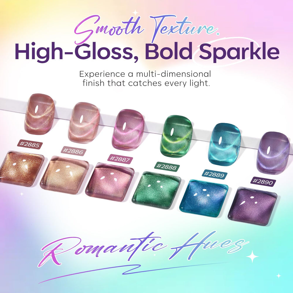 modelones pink cat eye manicure on hand showing salon-quality finish