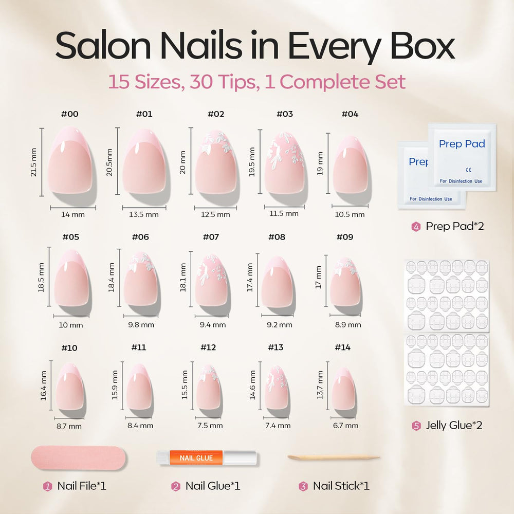 modelones kit laid out with 30 nails across sizes — shows complete set