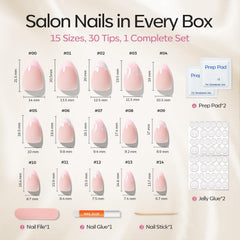 modelones kit laid out with 30 nails across sizes — shows complete set
