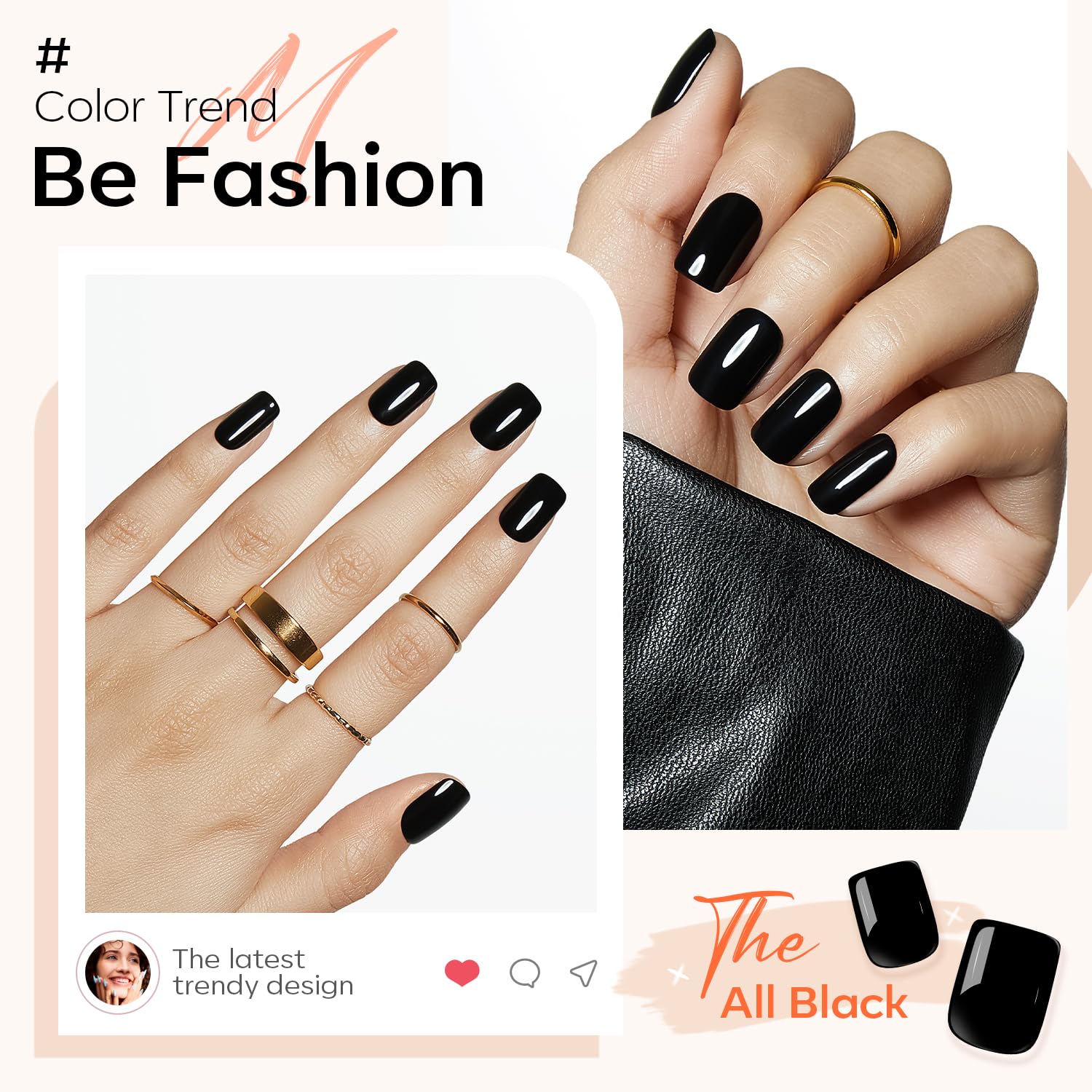 modelones press-on nails applied on hand showing instant polished look