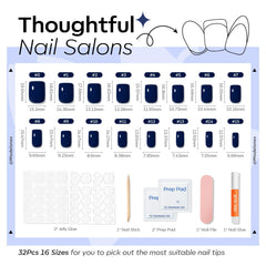 Modelones nails applied on fingers with navy swatch to show polished, ready-to-wear look