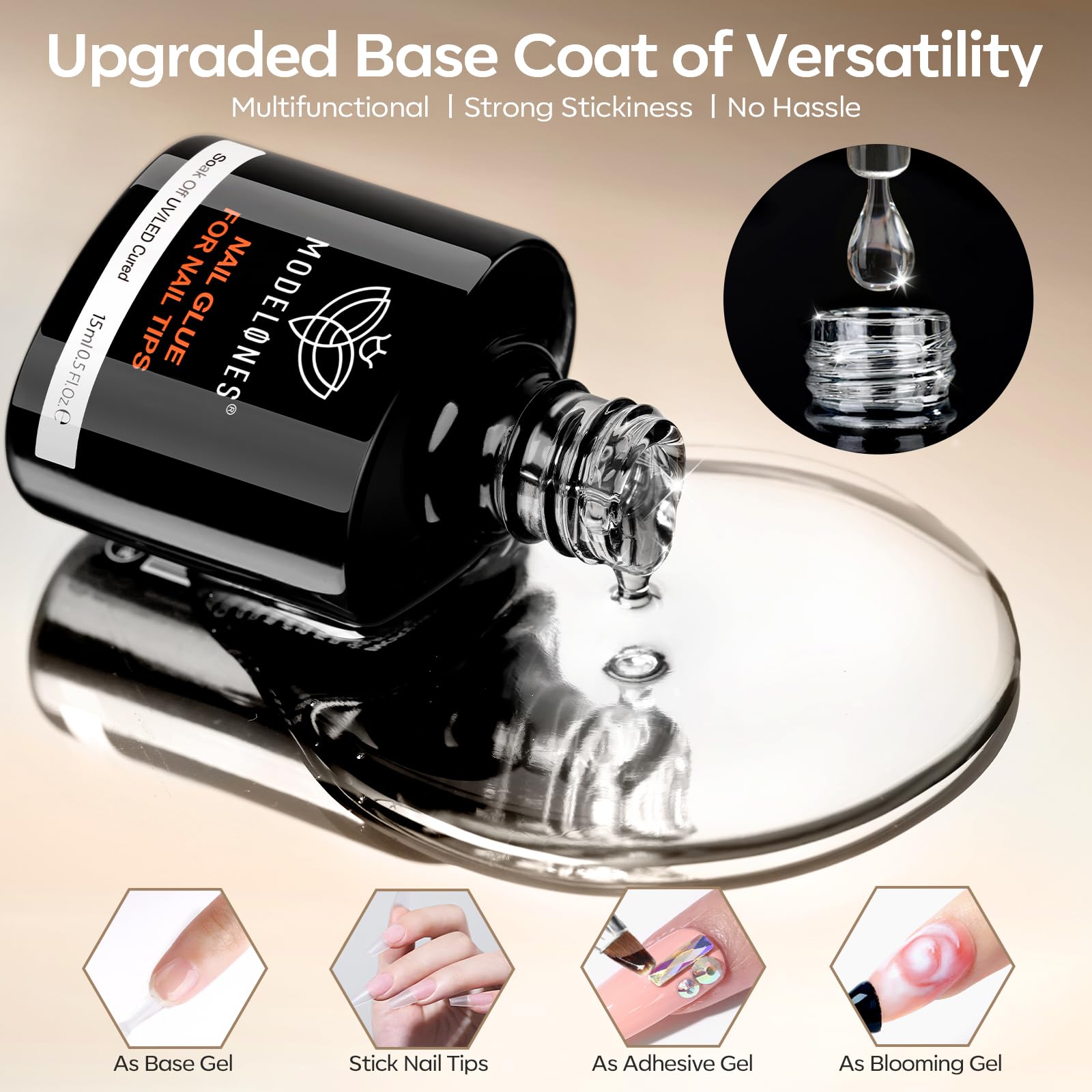 modelones no-wipe top coat bottle label clearly visible for long-lasting glossy finish