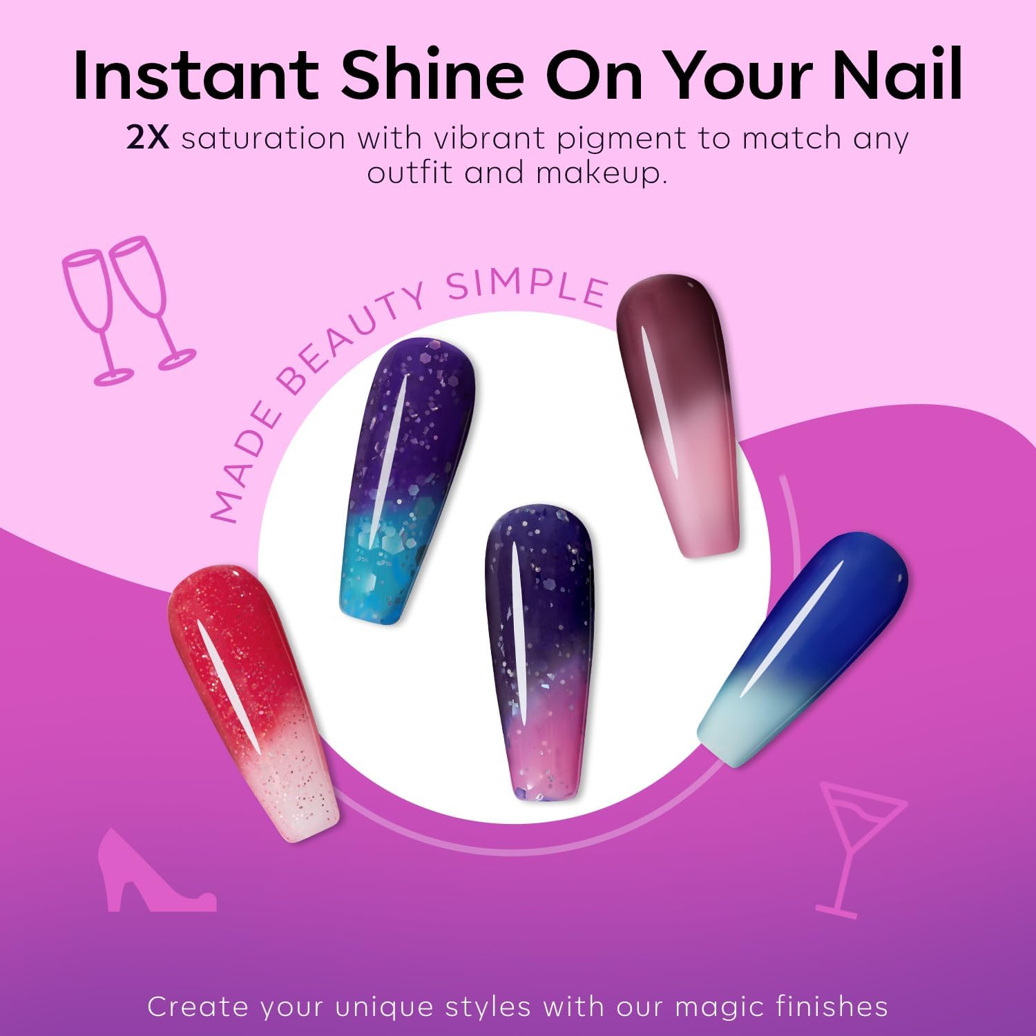 modelones finished ombre manicure lifestyle shot showing nails in natural light benefit: wearable style