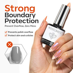 modelones on hand in use protecting cuticles during glitter application, reduces cleanup