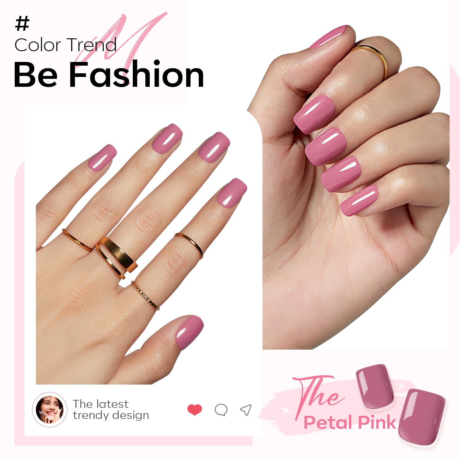 modelones nails worn on hand short square style showing natural look and practicality