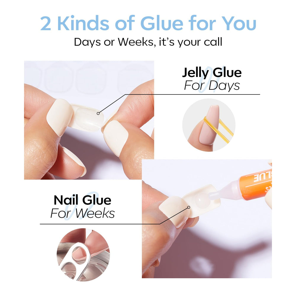 modelones press-on nails worn on natural nails showing polished look