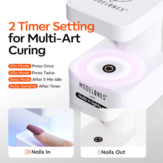 modelones open lamp curing nails demonstrating quick gel benefit