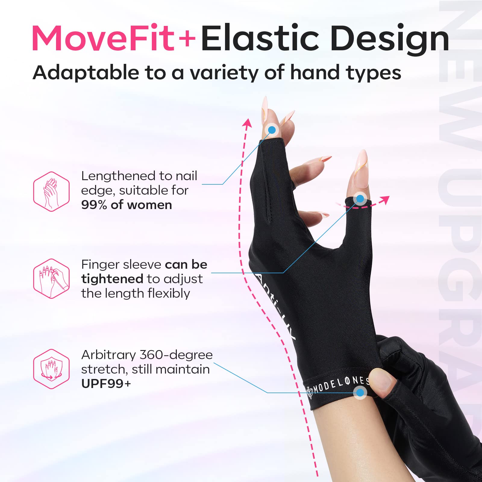 modelones outdoors using gloves while driving for sun protection